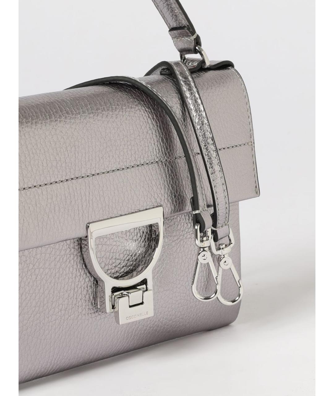COCCINELLE Серебряная кожаная сумка с короткими ручками, фото 3
