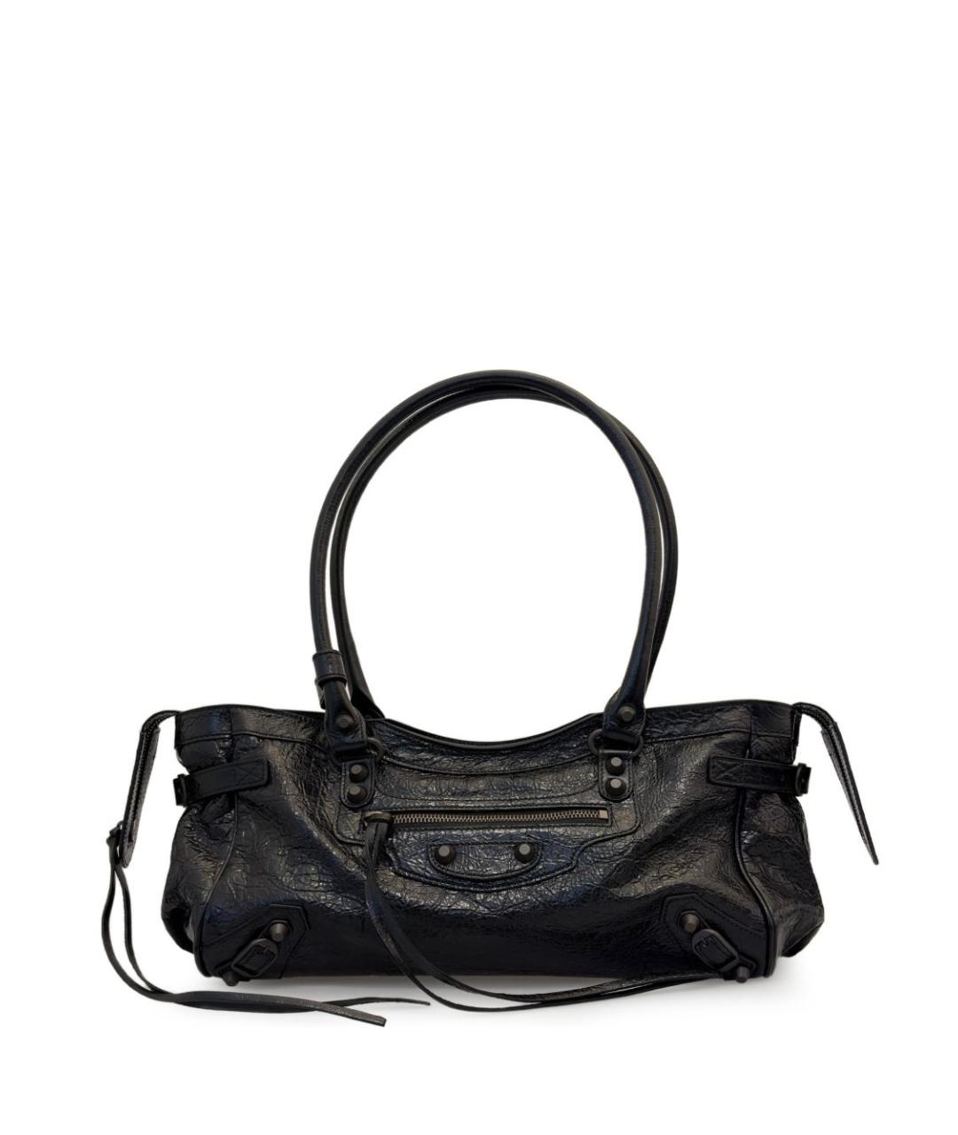 BALENCIAGA Черная кожаная сумка тоут, фото 1