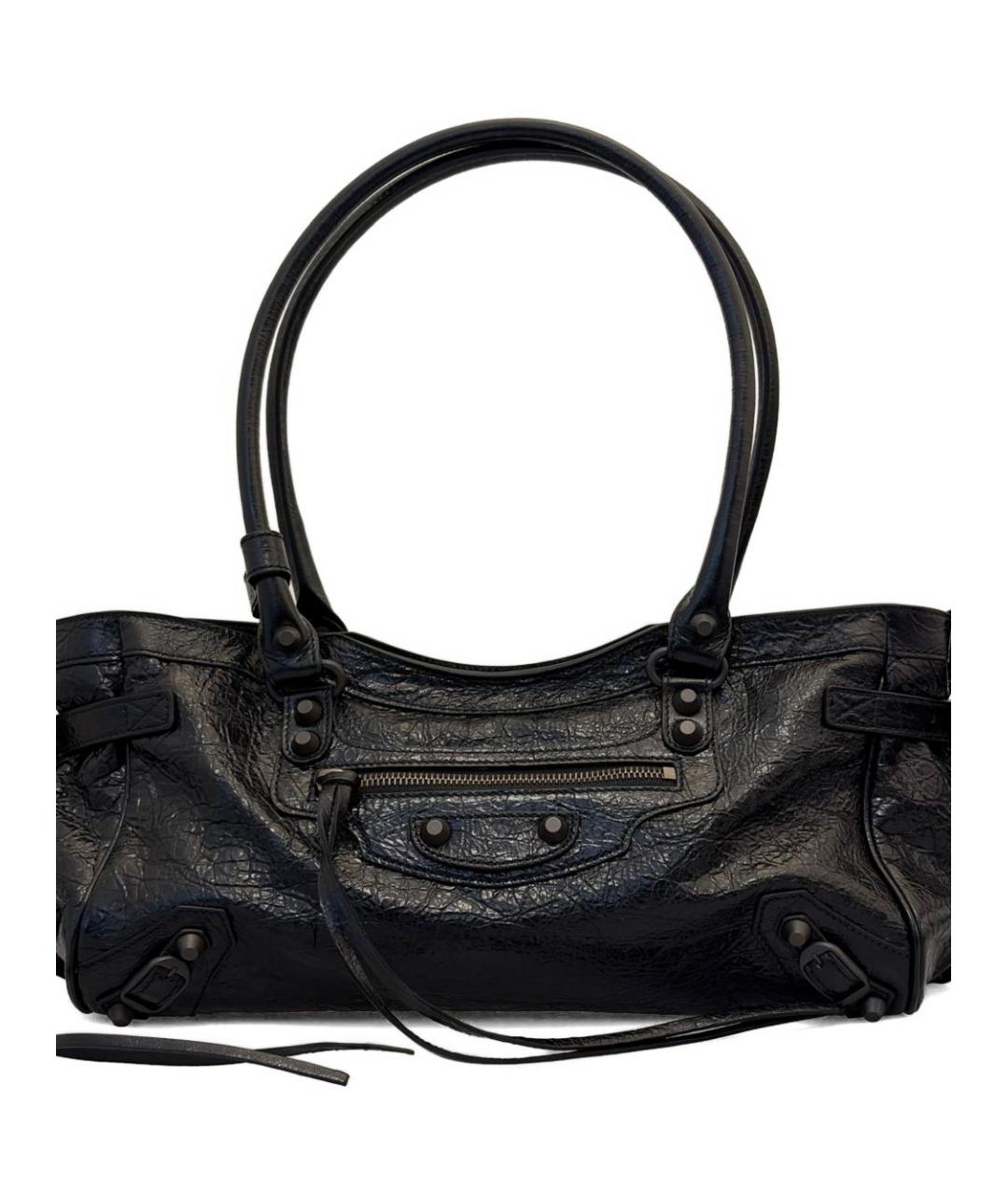 BALENCIAGA Черная кожаная сумка тоут, фото 2