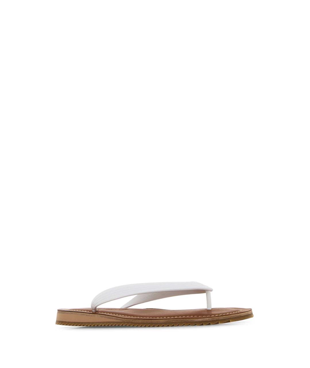 MIU MIU Белые кожаные шлепанцы, фото 2