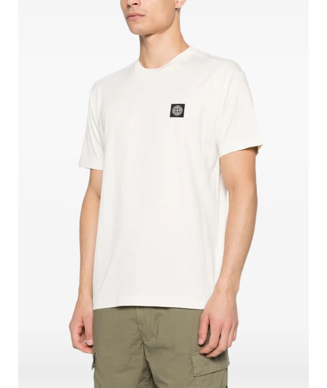 STONE ISLAND Бежевая хлопковая футболка, фото 2
