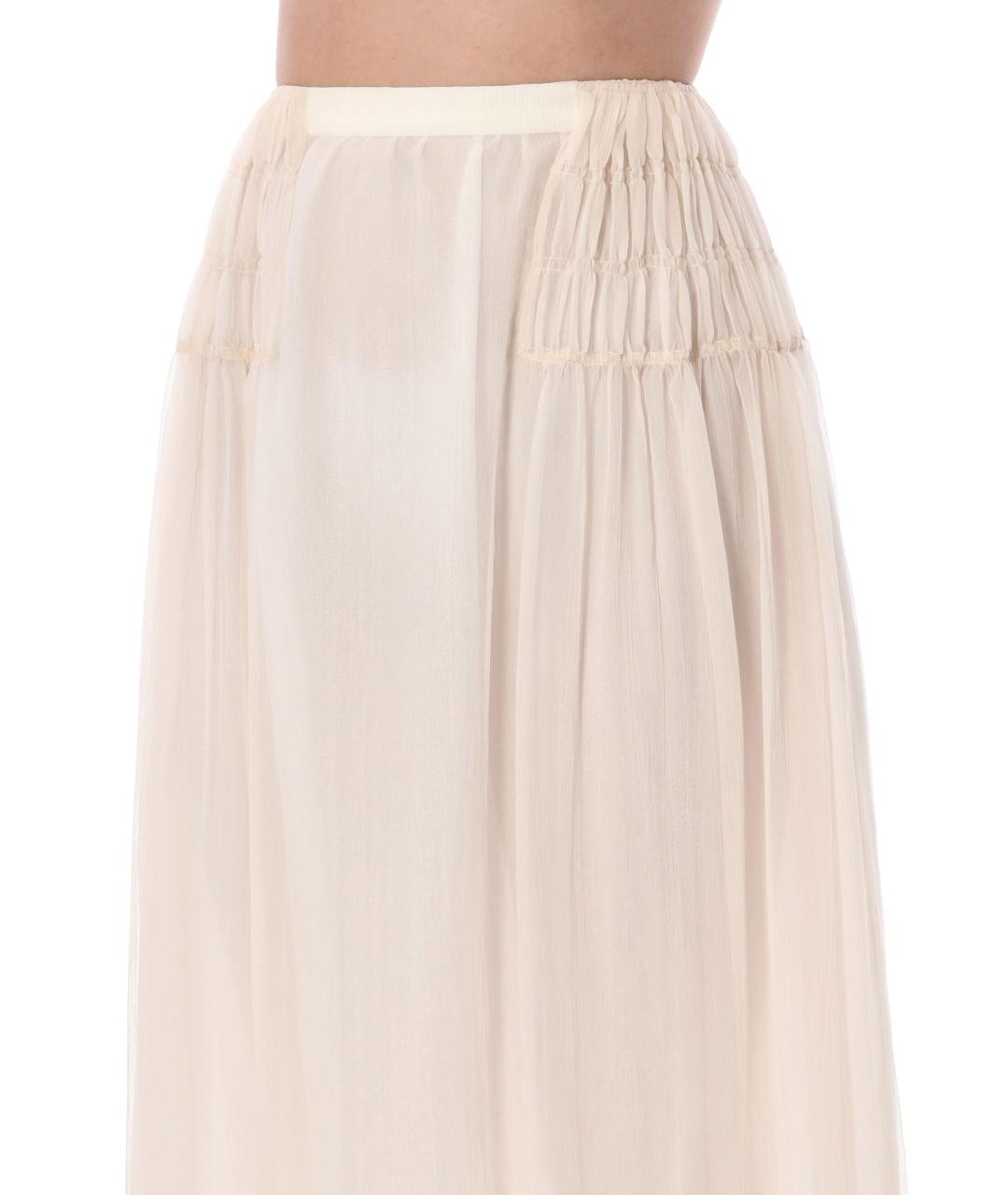 DRIES VAN NOTEN Бежевая шелковая юбка макси, фото 3