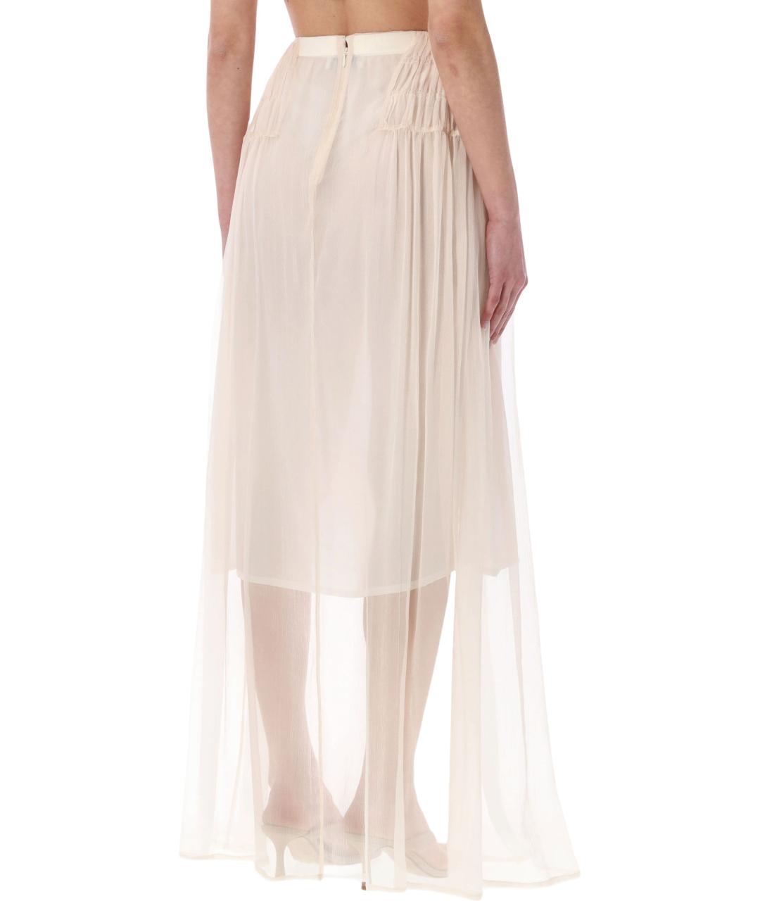 DRIES VAN NOTEN Бежевая шелковая юбка макси, фото 2