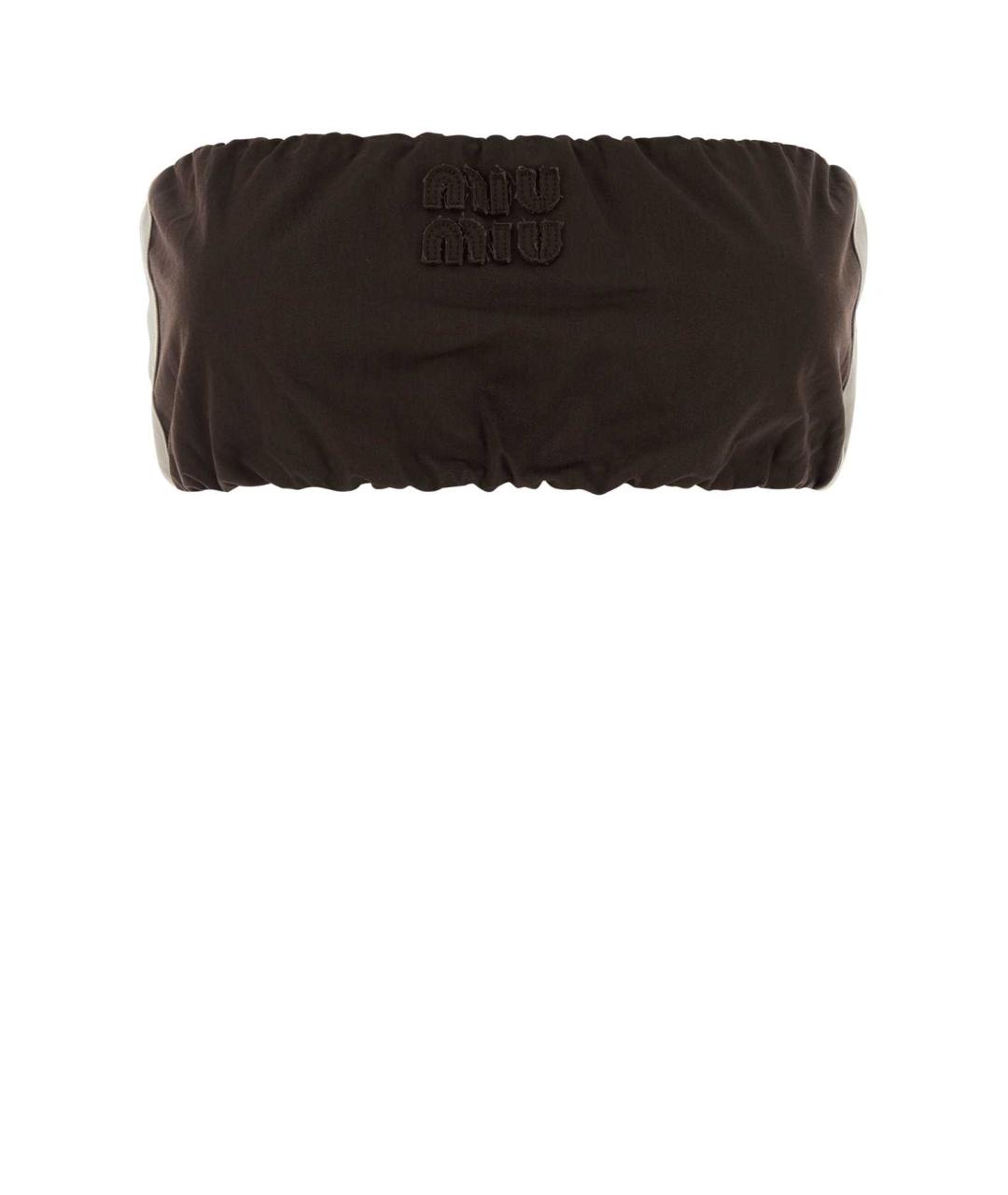 MIU MIU Коричневая хлопковая майка, фото 1