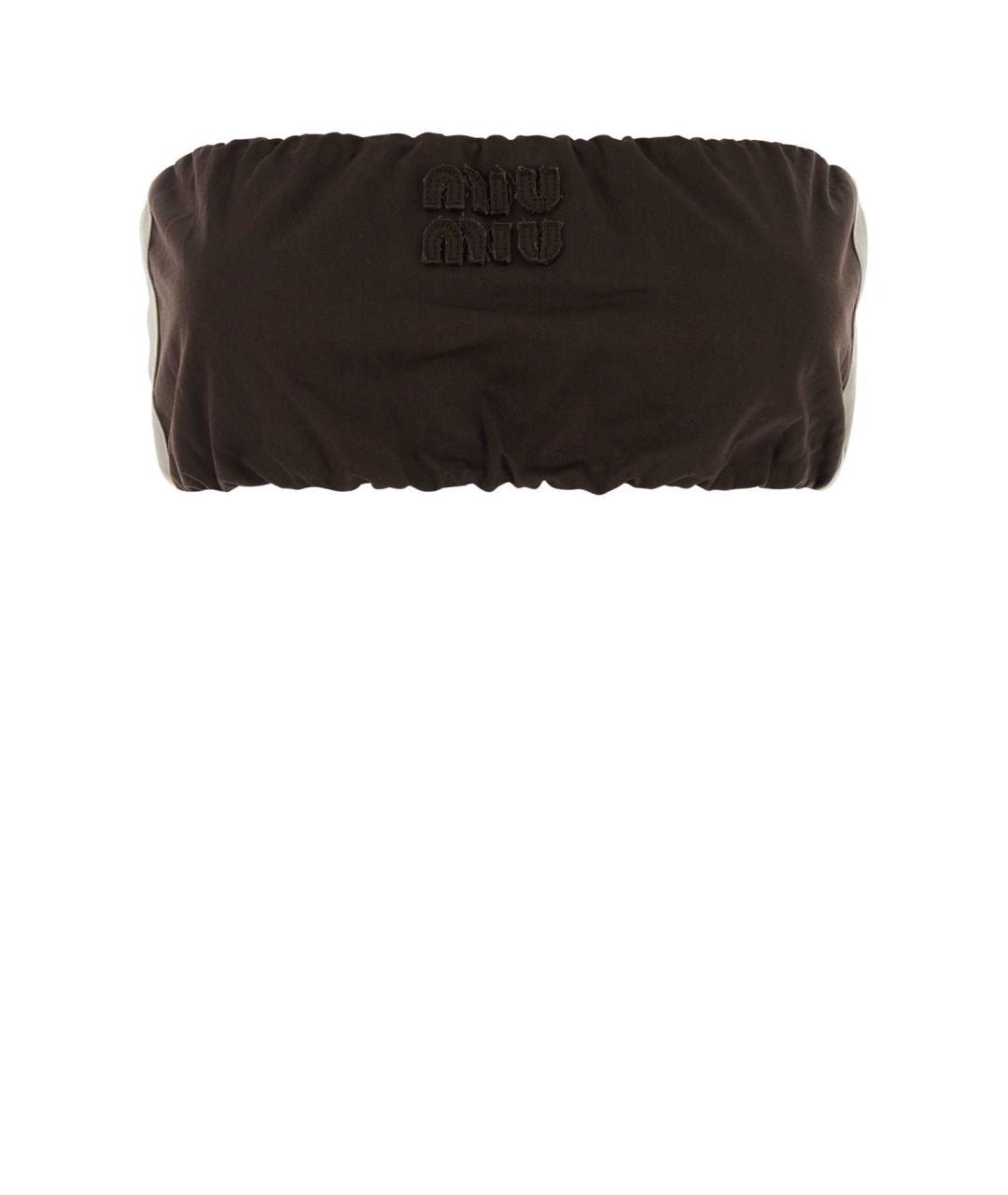 MIU MIU Коричневая хлопковая майка, фото 3