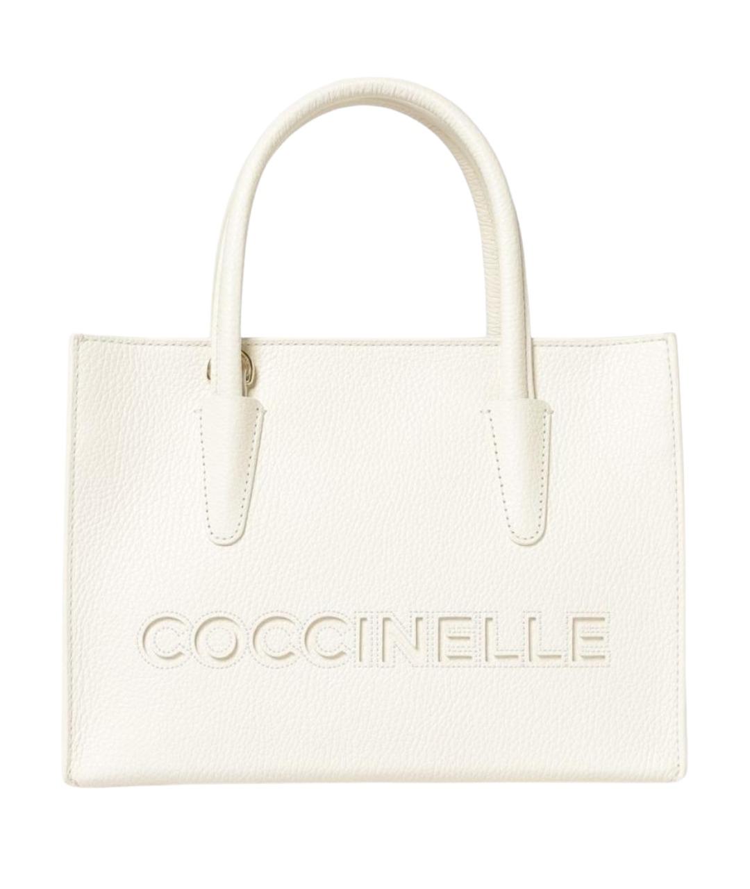 COCCINELLE Белая хлопковая сумка с короткими ручками, фото 1
