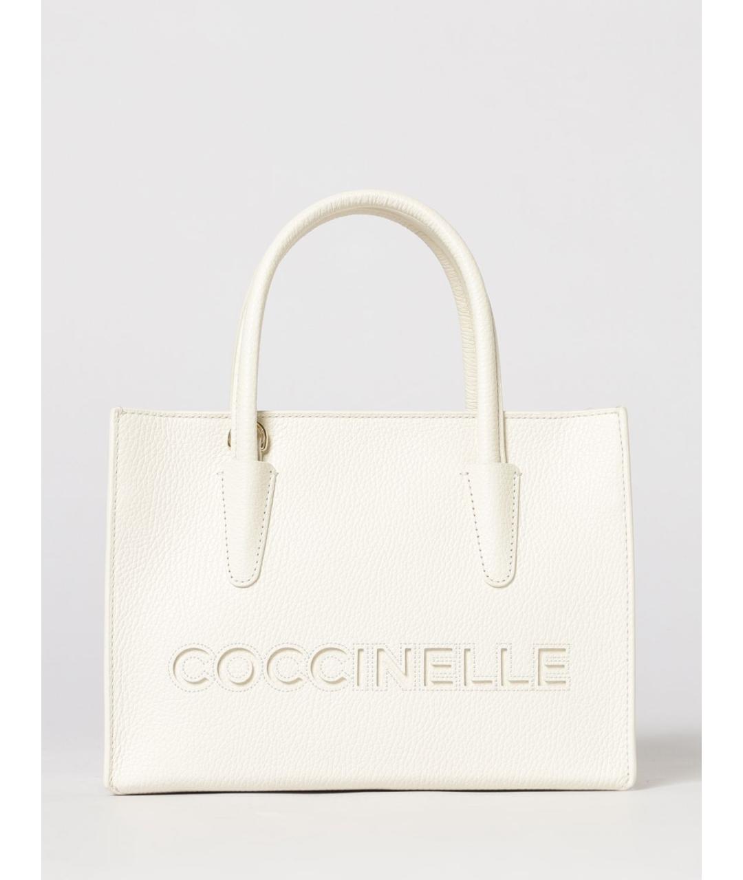 COCCINELLE Белая хлопковая сумка с короткими ручками, фото 4