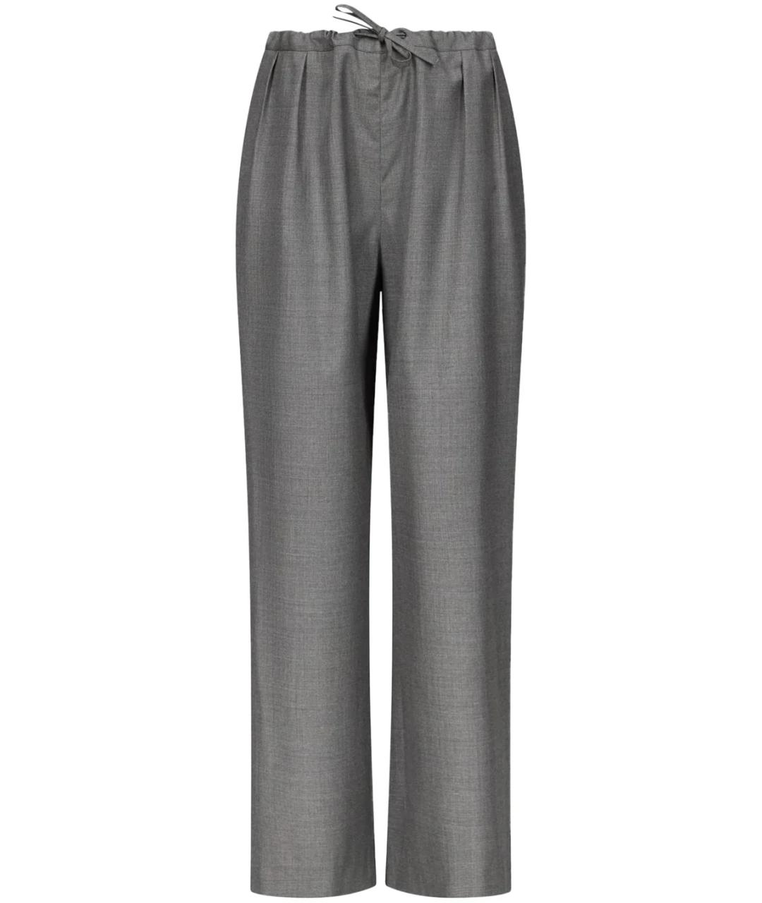 LOULOU STUDIO Серые шерстяные прямые брюки, фото 1