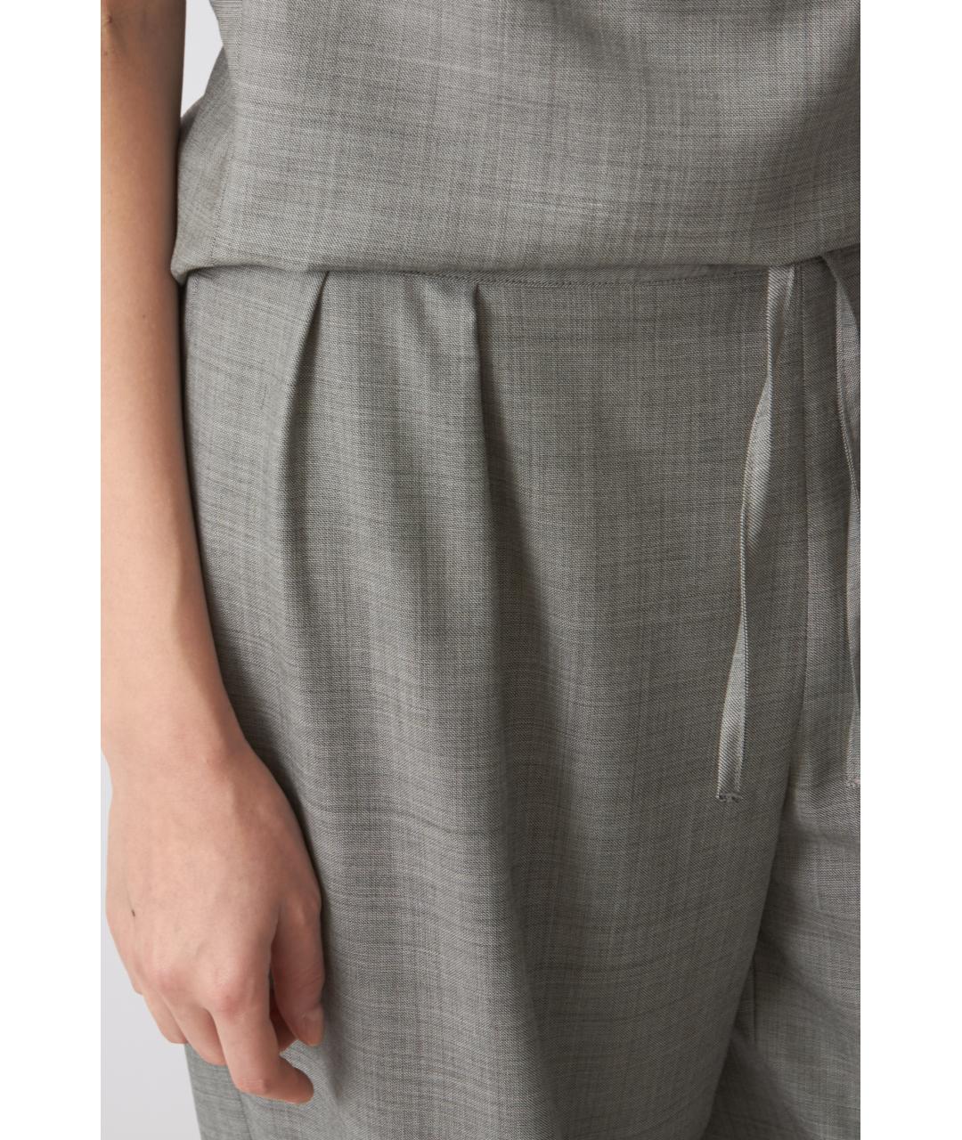 LOULOU STUDIO Серые шерстяные прямые брюки, фото 3