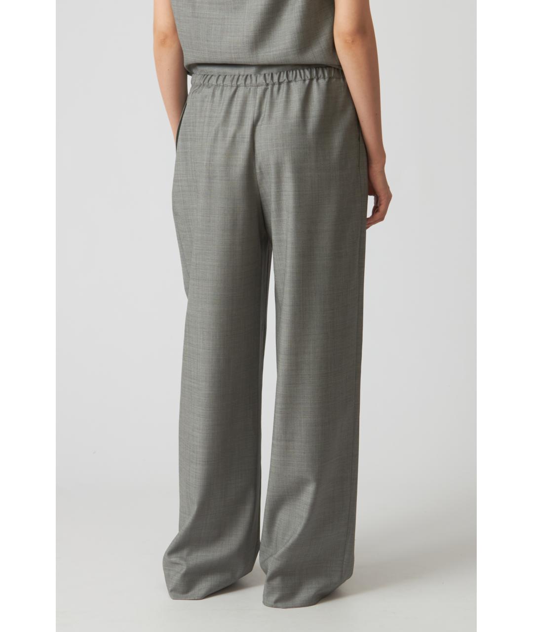 LOULOU STUDIO Серые шерстяные прямые брюки, фото 5
