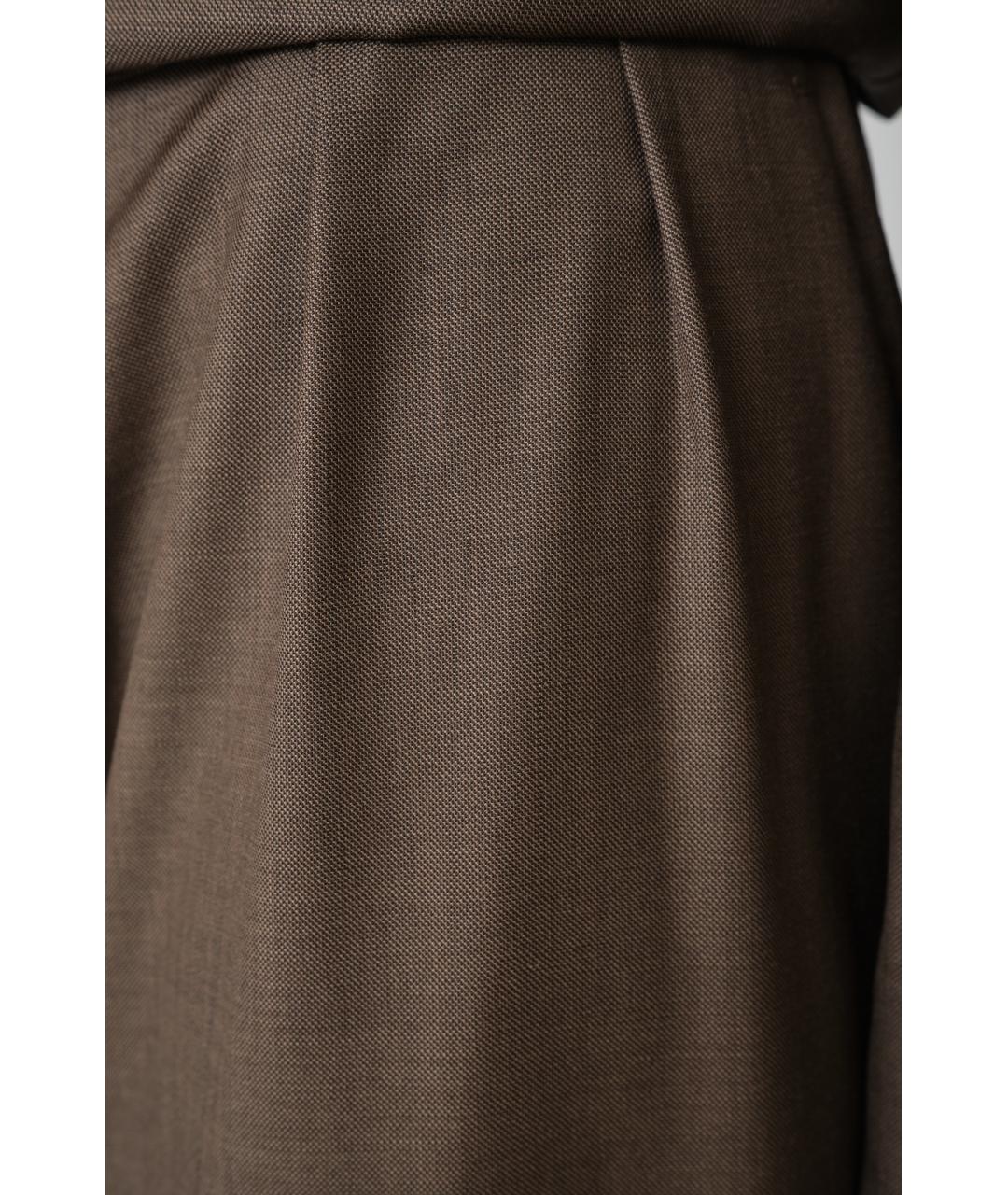 LOULOU STUDIO Коричневые шерстяные прямые брюки, фото 5