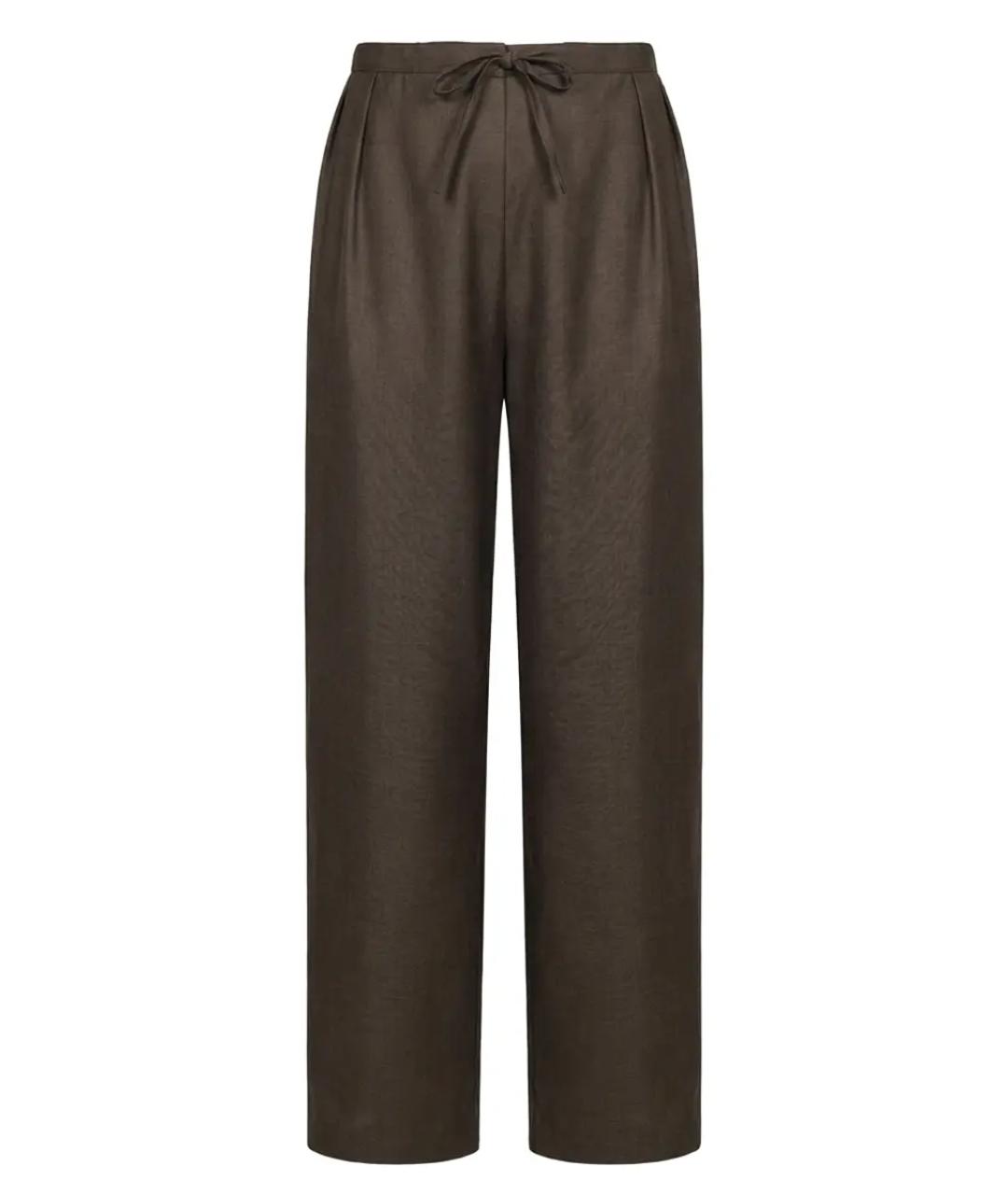 LOULOU STUDIO Коричневые шерстяные прямые брюки, фото 1