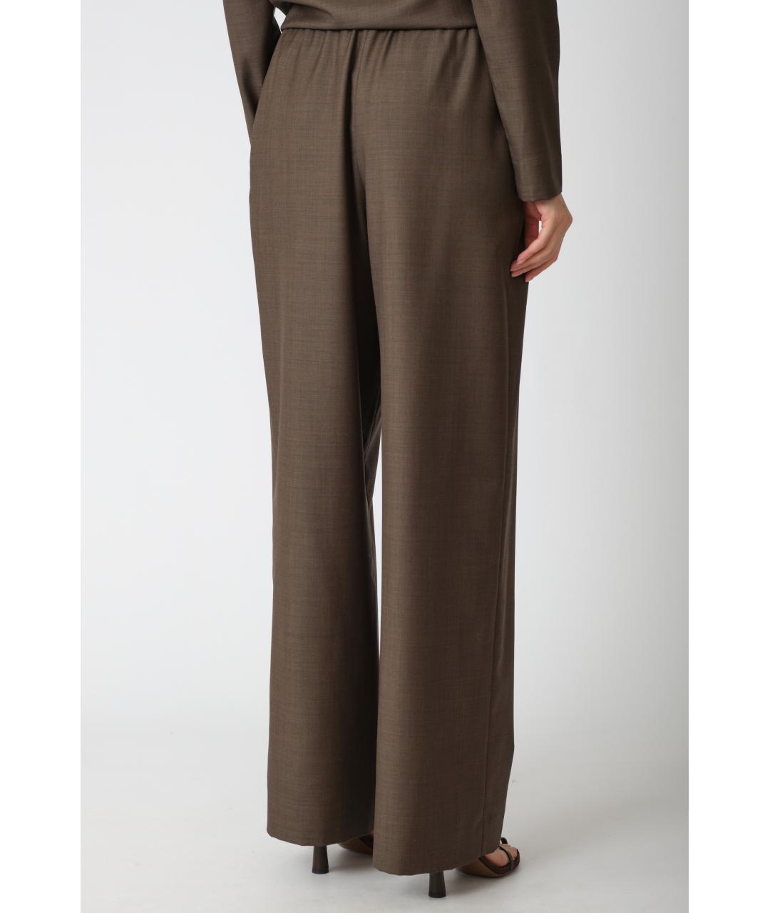 LOULOU STUDIO Коричневые шерстяные прямые брюки, фото 4