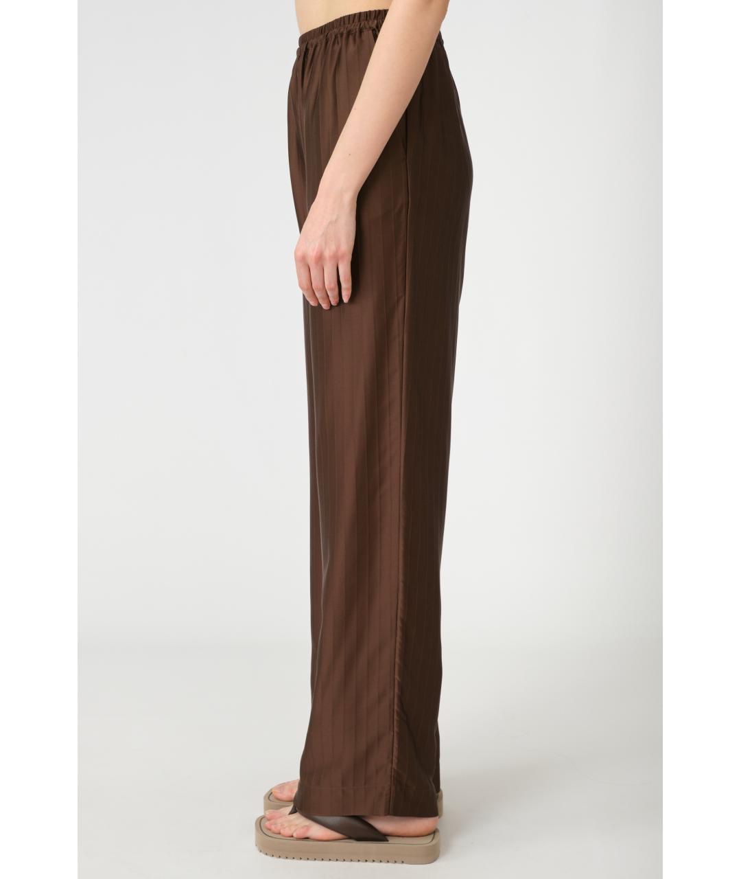 LOULOU STUDIO Коричневые шелковые прямые брюки, фото 2