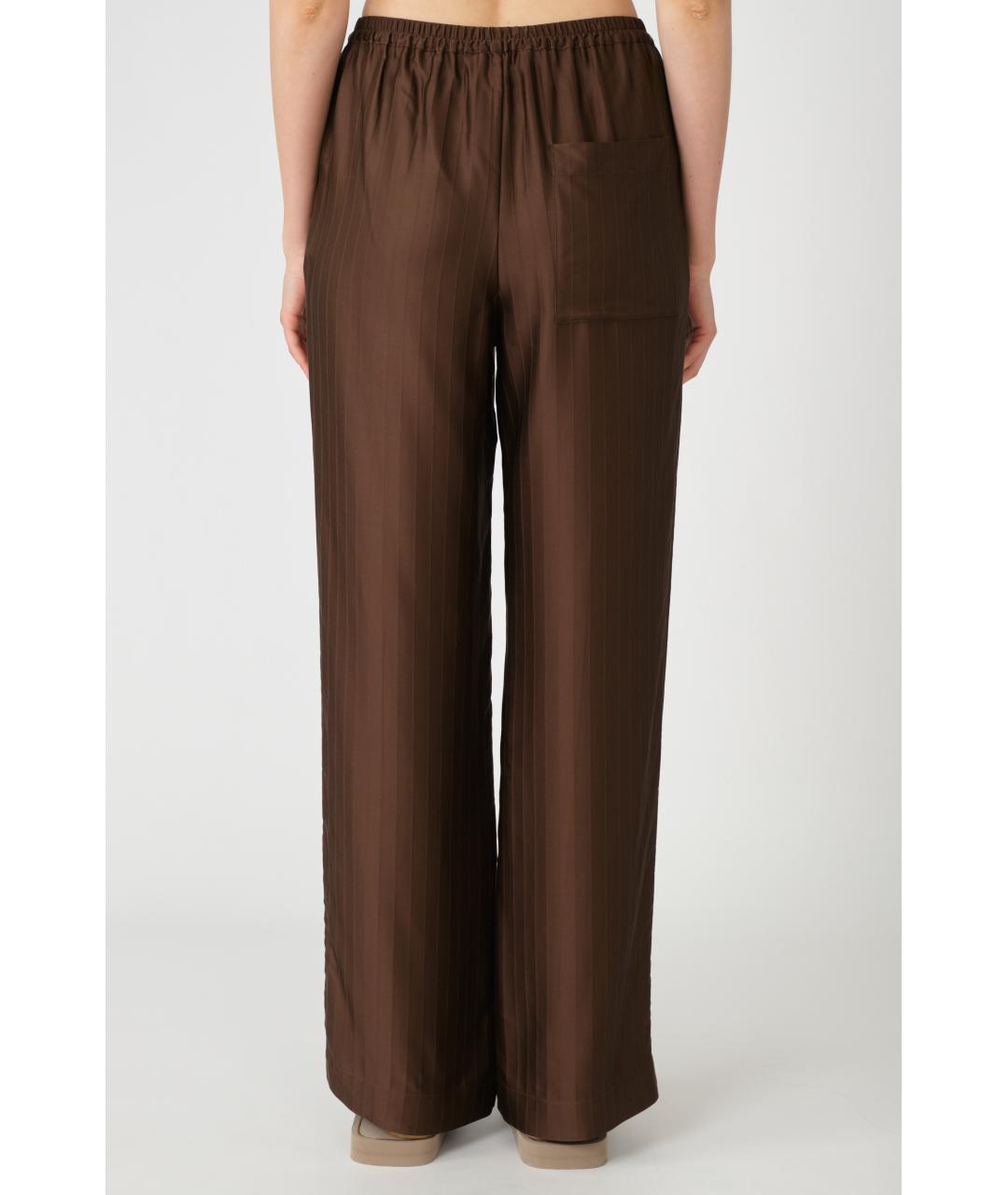 LOULOU STUDIO Коричневые шелковые прямые брюки, фото 3
