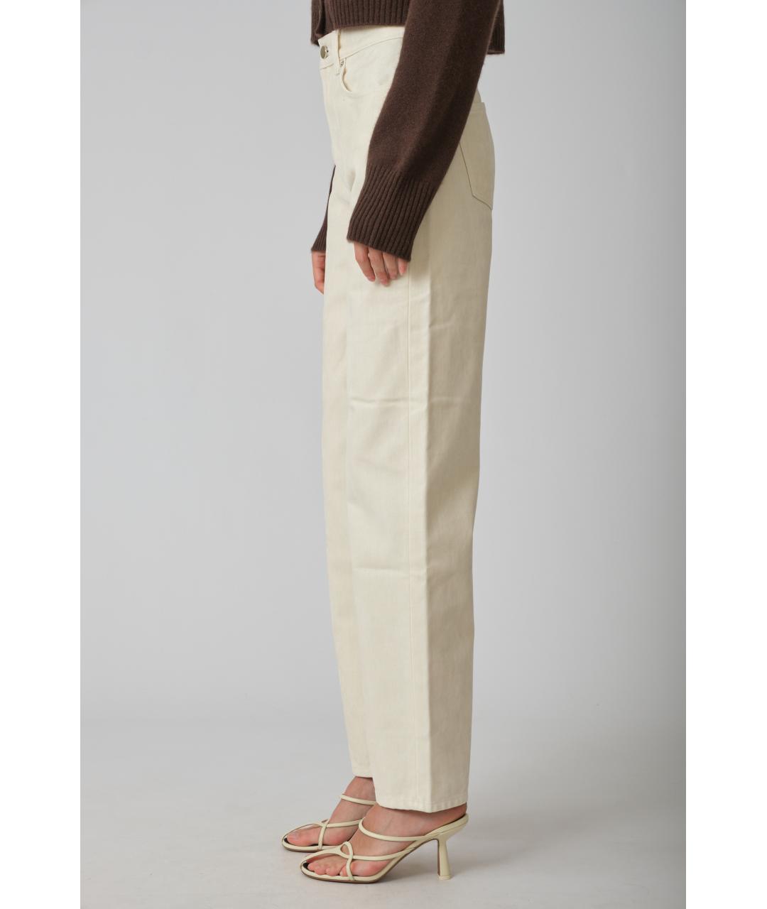 LOULOU STUDIO Бежевые хлопковые прямые джинсы, фото 3