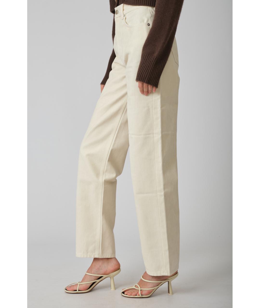 LOULOU STUDIO Бежевые хлопковые прямые джинсы, фото 2
