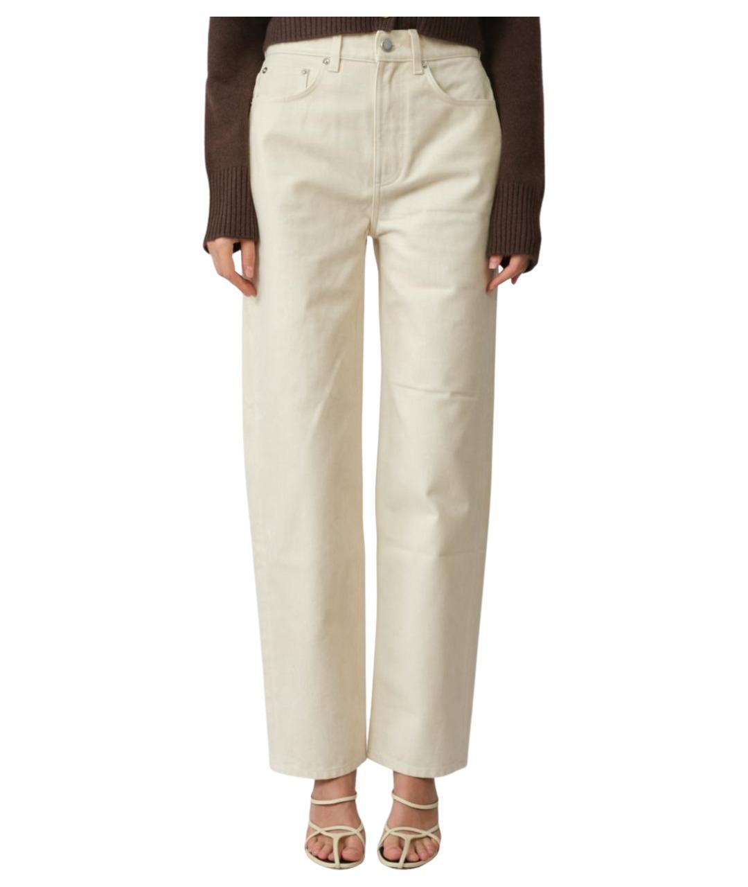 LOULOU STUDIO Бежевые хлопковые прямые джинсы, фото 1