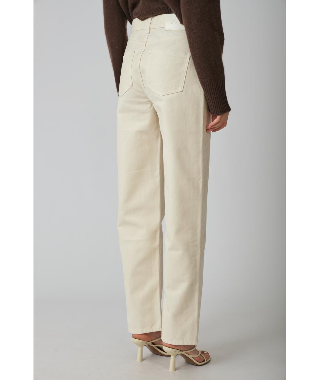 LOULOU STUDIO Бежевые хлопковые прямые джинсы, фото 4