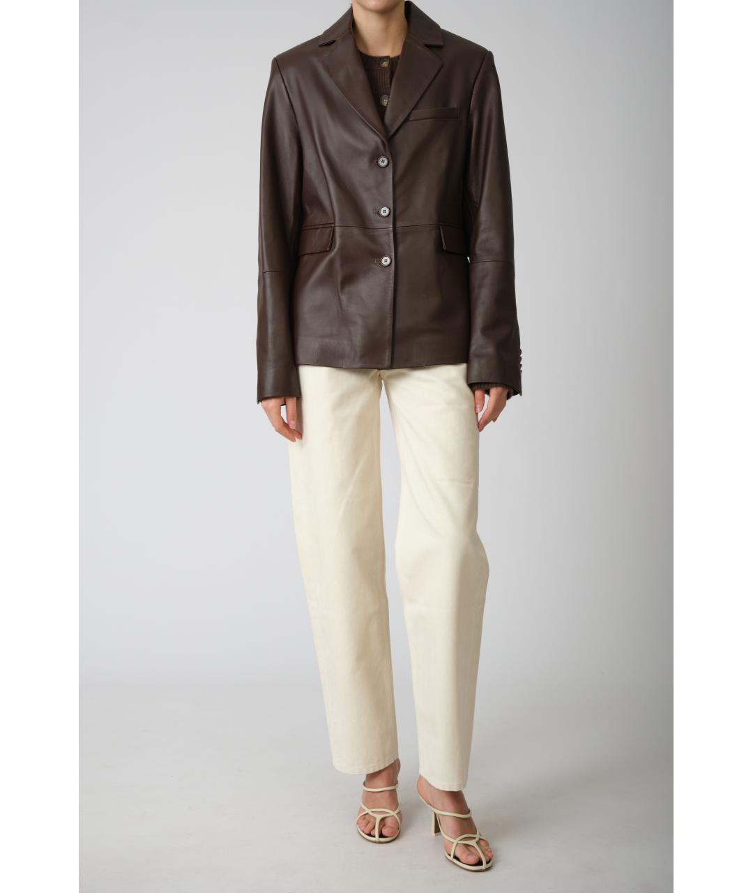 LOULOU STUDIO Коричневый кожаный жакет/пиджак, фото 4