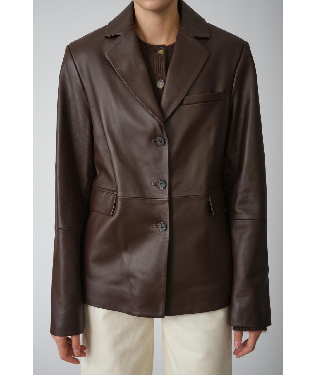 LOULOU STUDIO Коричневый кожаный жакет/пиджак, фото 2