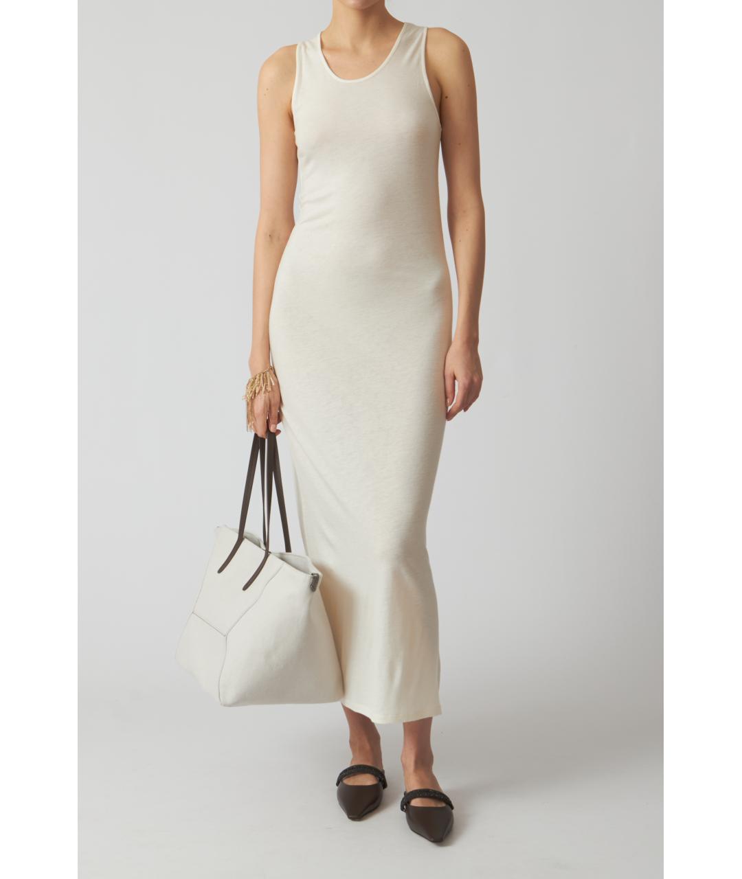 LOULOU STUDIO Бежевое вискозное повседневное платье, фото 4