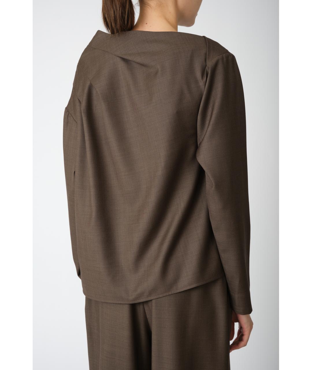 LOULOU STUDIO Коричневая шерстяная блузы, фото 4