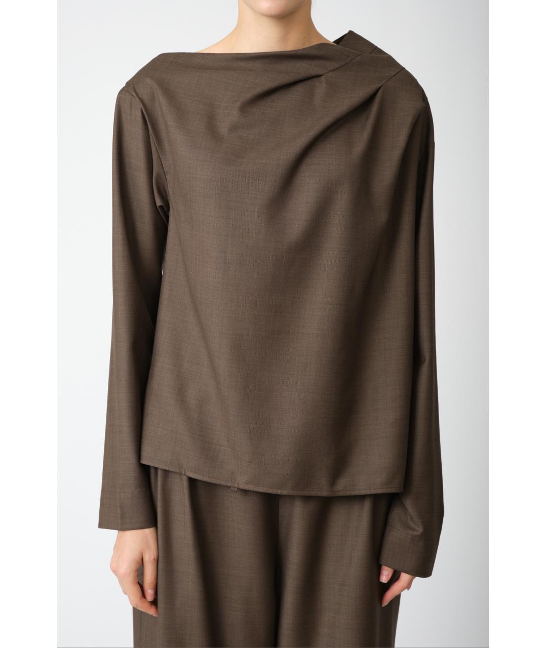 LOULOU STUDIO Коричневая шерстяная блузы, фото 7