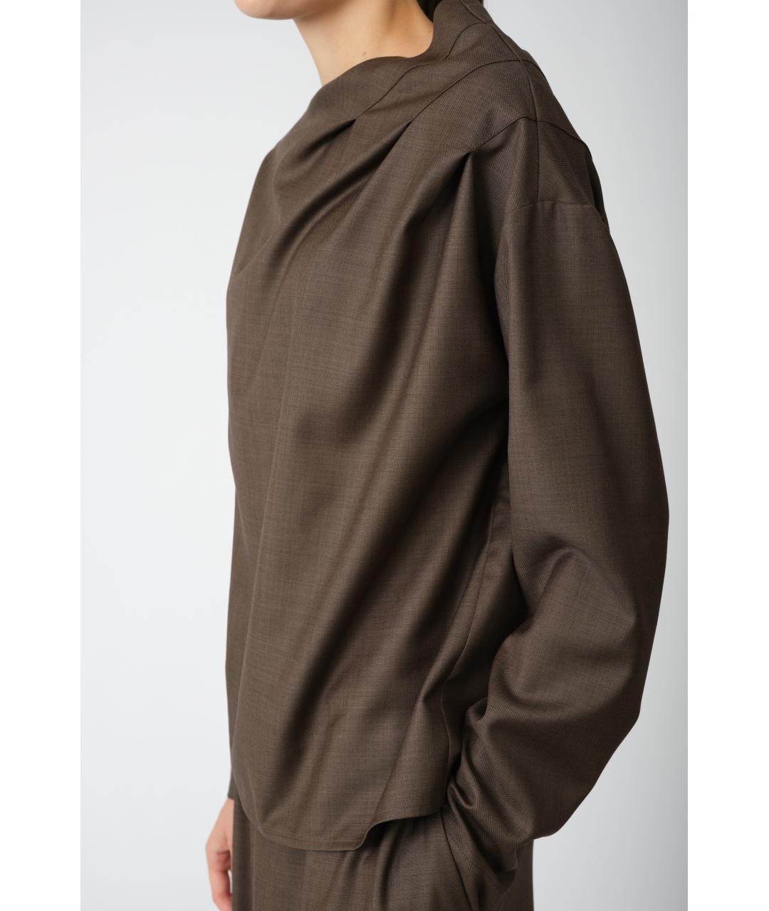 LOULOU STUDIO Коричневая шерстяная блузы, фото 3