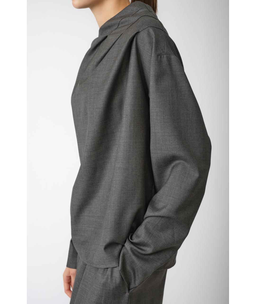 LOULOU STUDIO Серая шерстяная блузы, фото 4