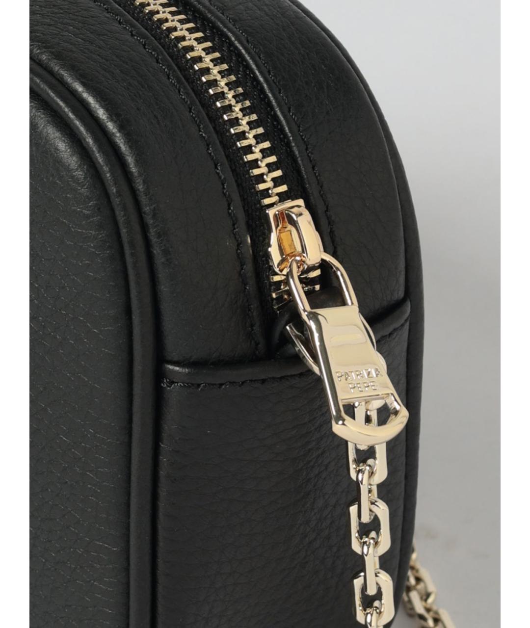 PATRIZIA PEPE Черная кожаная сумка через плечо, фото 3