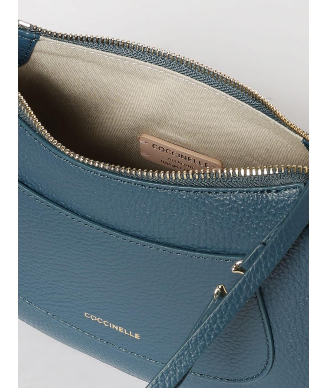 COCCINELLE Синяя кожаная сумка через плечо, фото 3