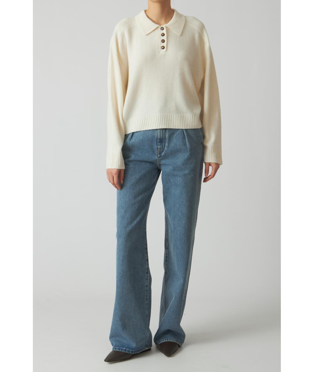 LOULOU STUDIO Бежевый кашемировый джемпер / свитер, фото 3