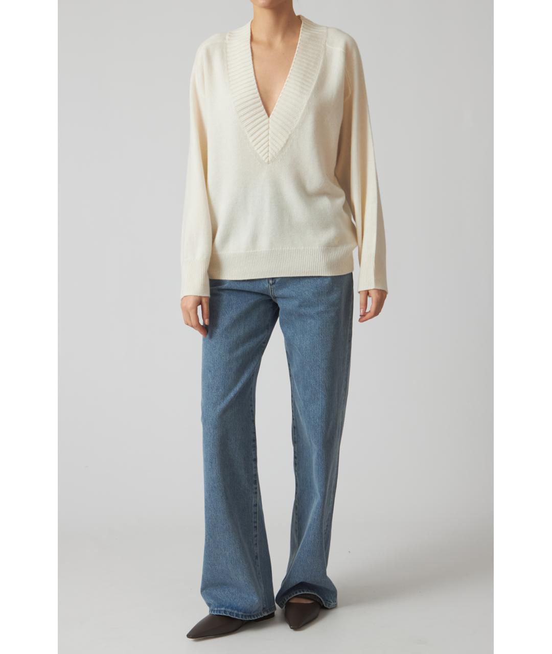 LOULOU STUDIO Бежевый кашемировый джемпер / свитер, фото 3