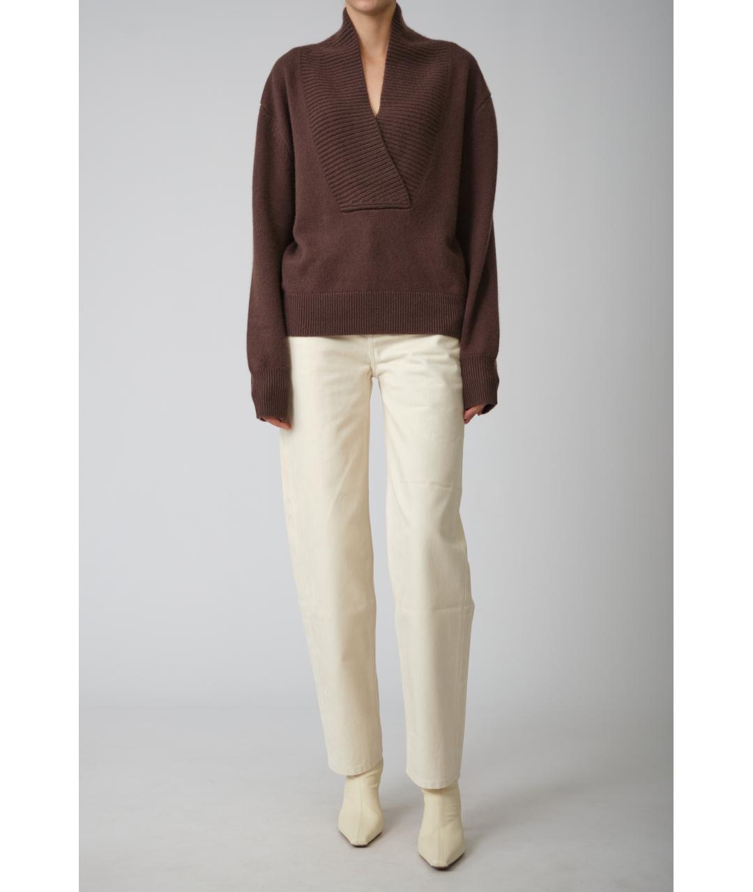 LOULOU STUDIO Коричневый кашемировый джемпер / свитер, фото 4