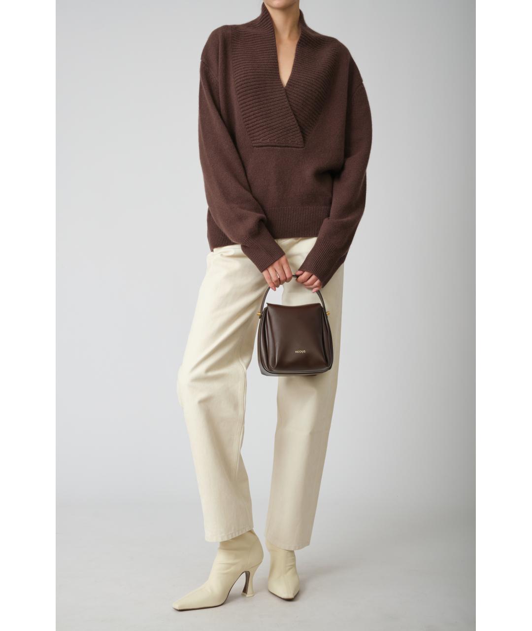LOULOU STUDIO Коричневый кашемировый джемпер / свитер, фото 3