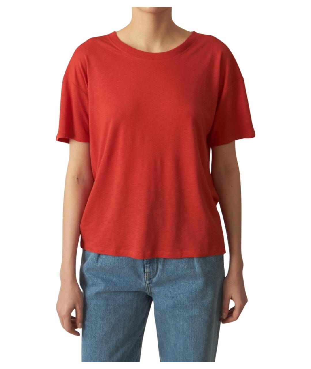 LOULOU STUDIO Красная вискозная футболка, фото 1