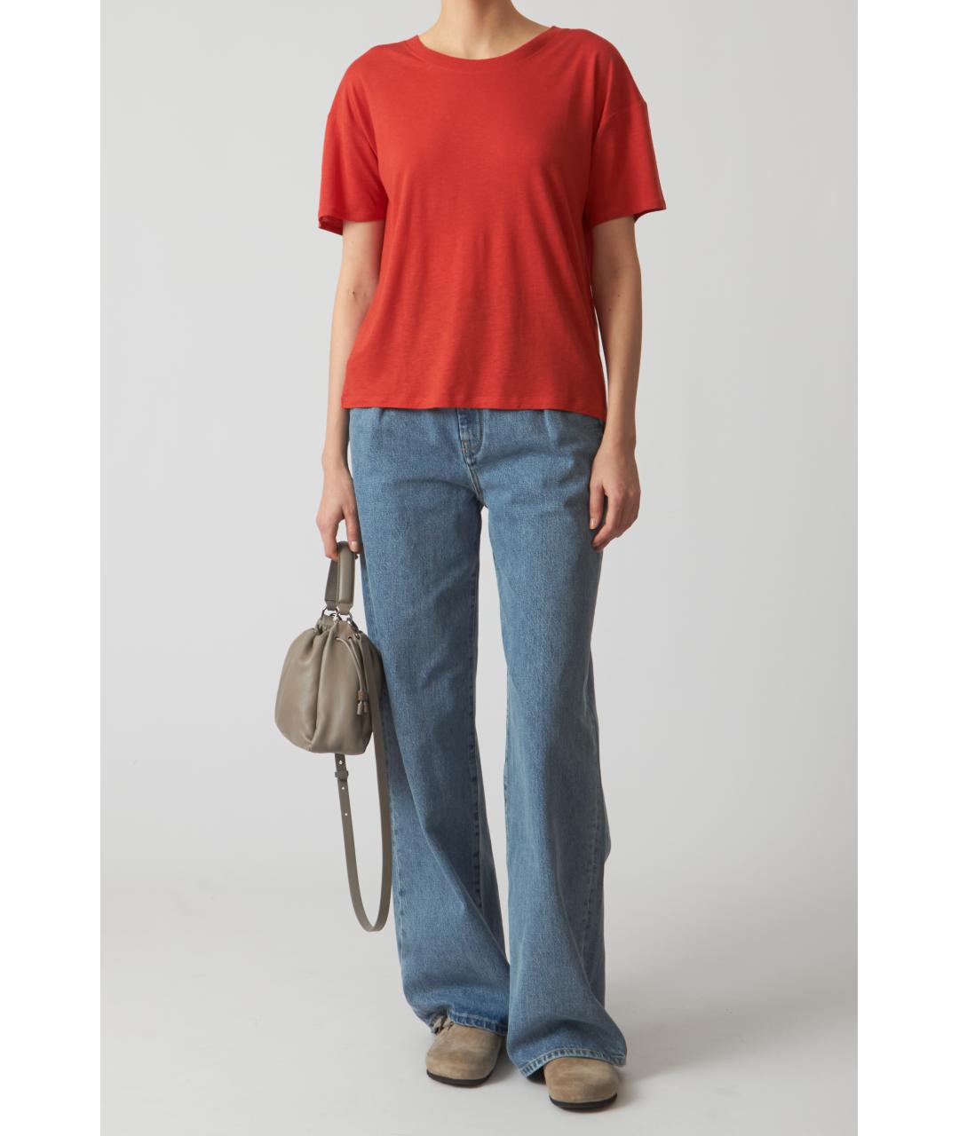 LOULOU STUDIO Красная вискозная футболка, фото 2