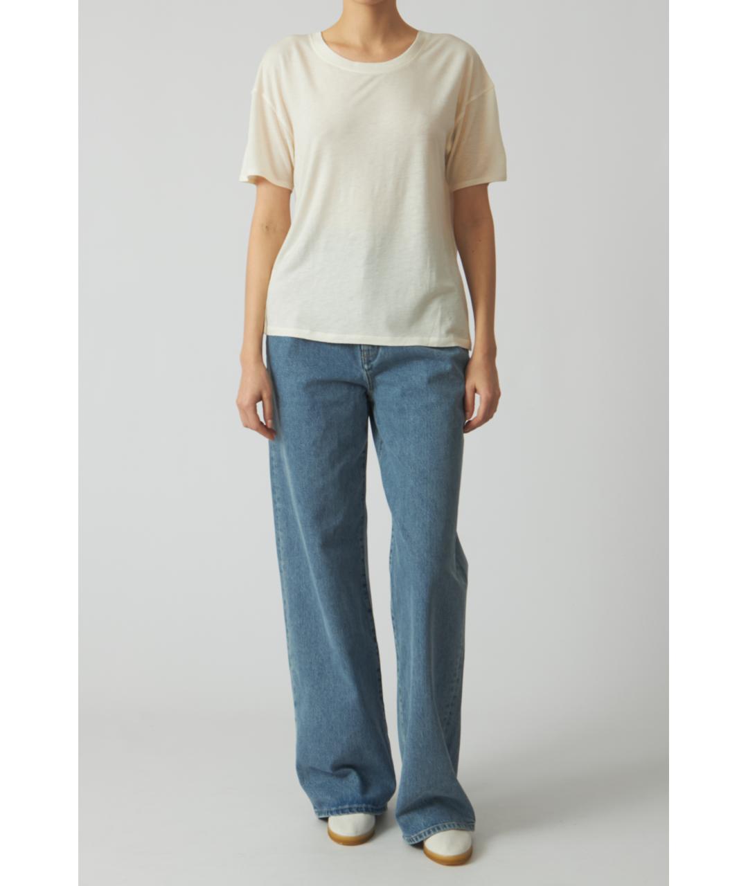 LOULOU STUDIO Бежевая вискозная футболка, фото 3