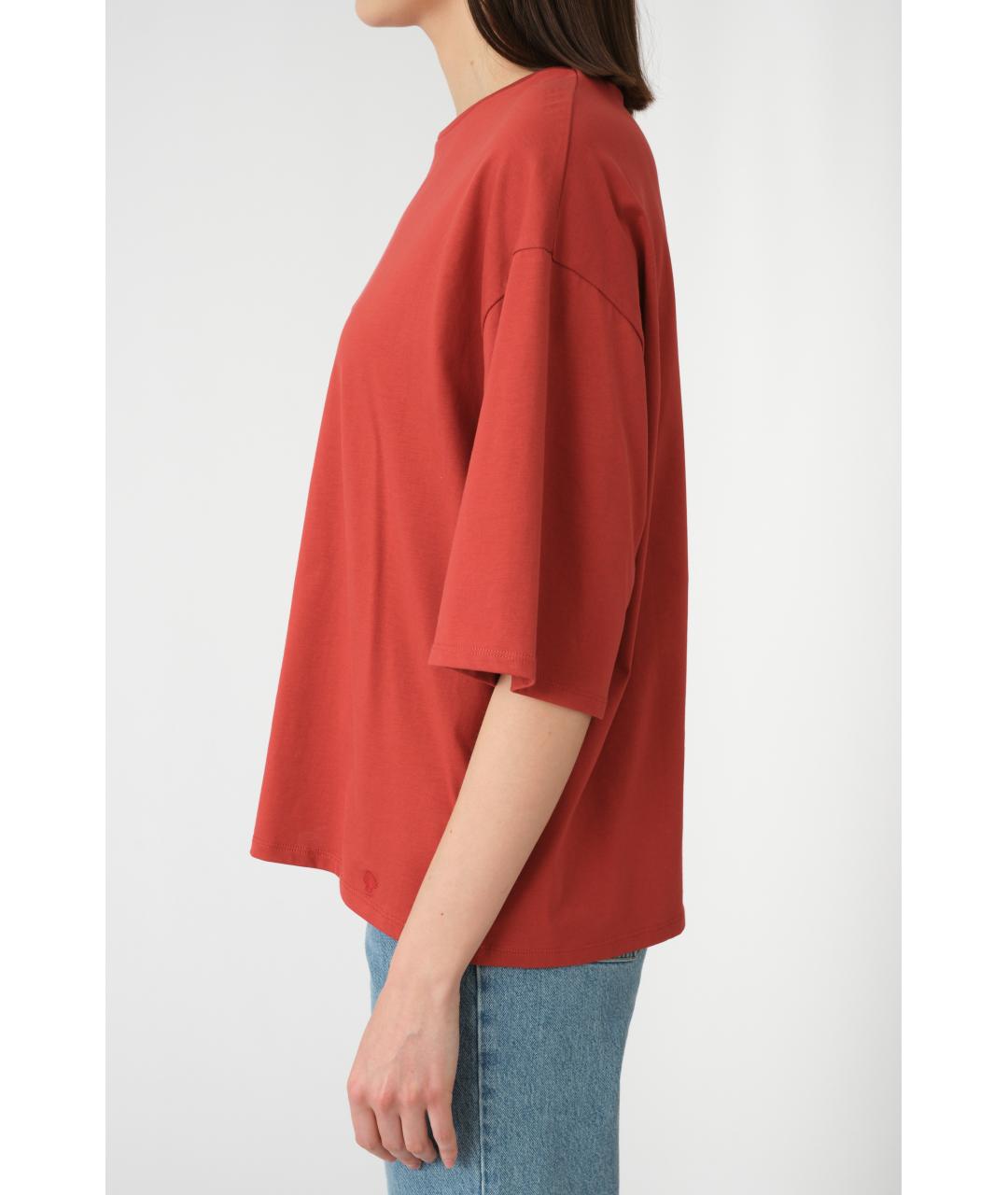 LOULOU STUDIO Красная хлопковая футболка, фото 3