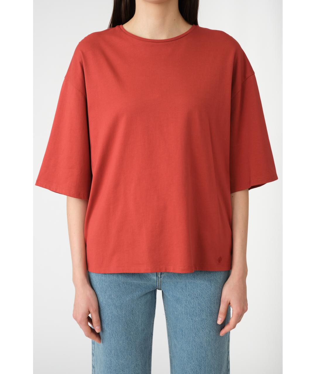 LOULOU STUDIO Красная хлопковая футболка, фото 2