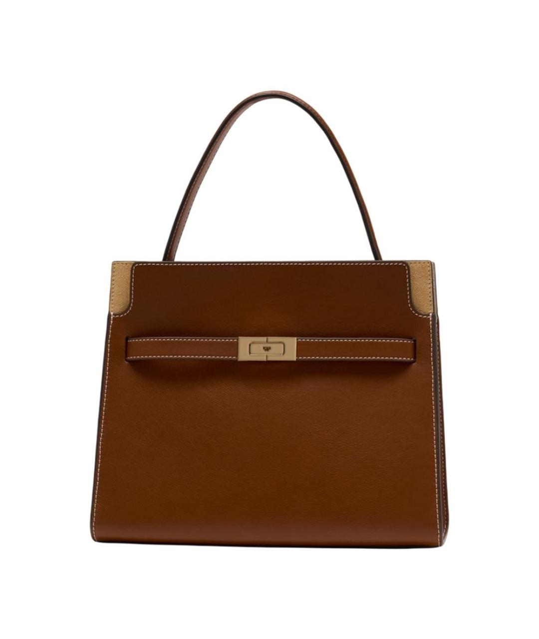 TORY BURCH Коричневая кожаная сумка с короткими ручками, фото 1