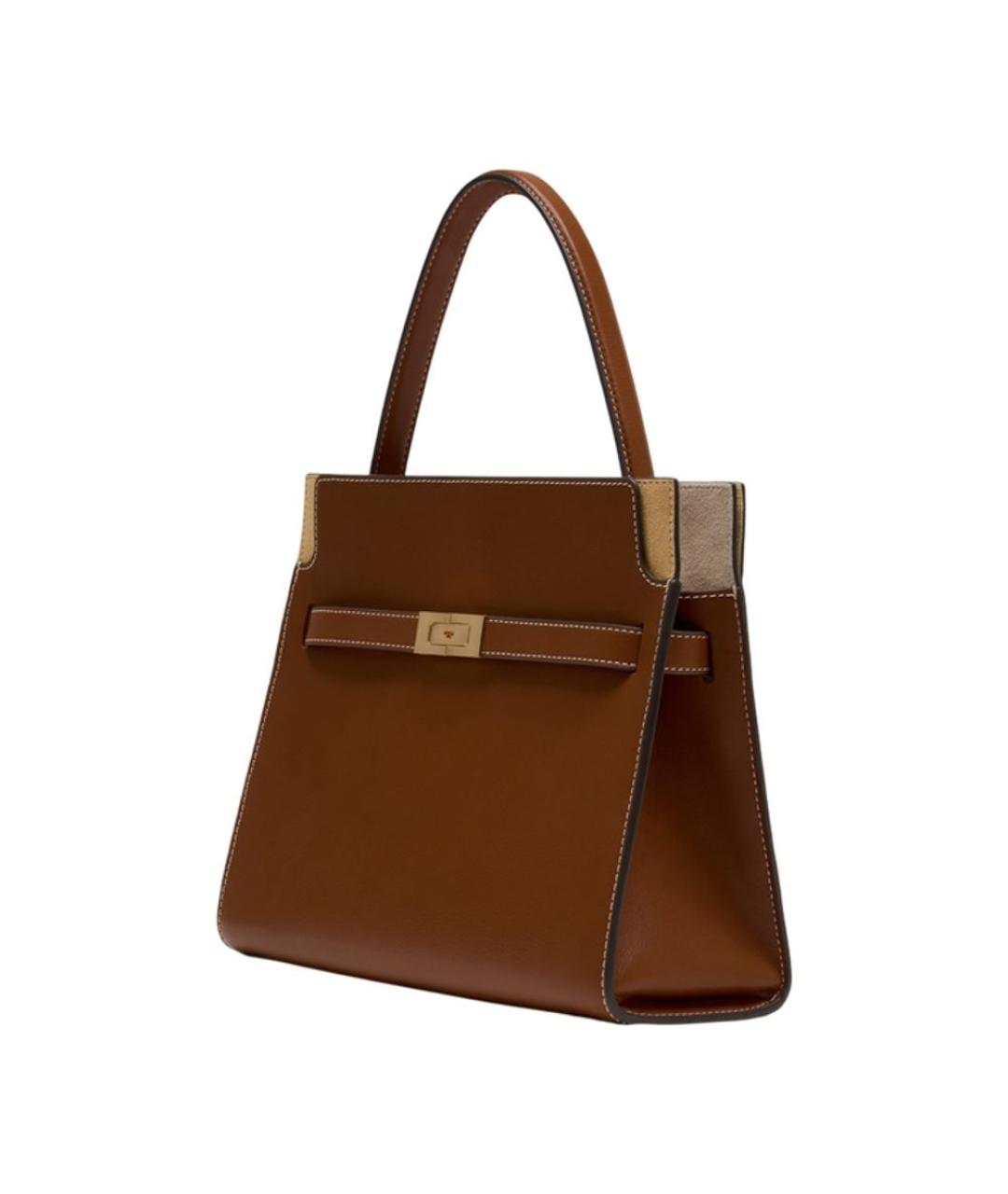 TORY BURCH Коричневая кожаная сумка с короткими ручками, фото 2