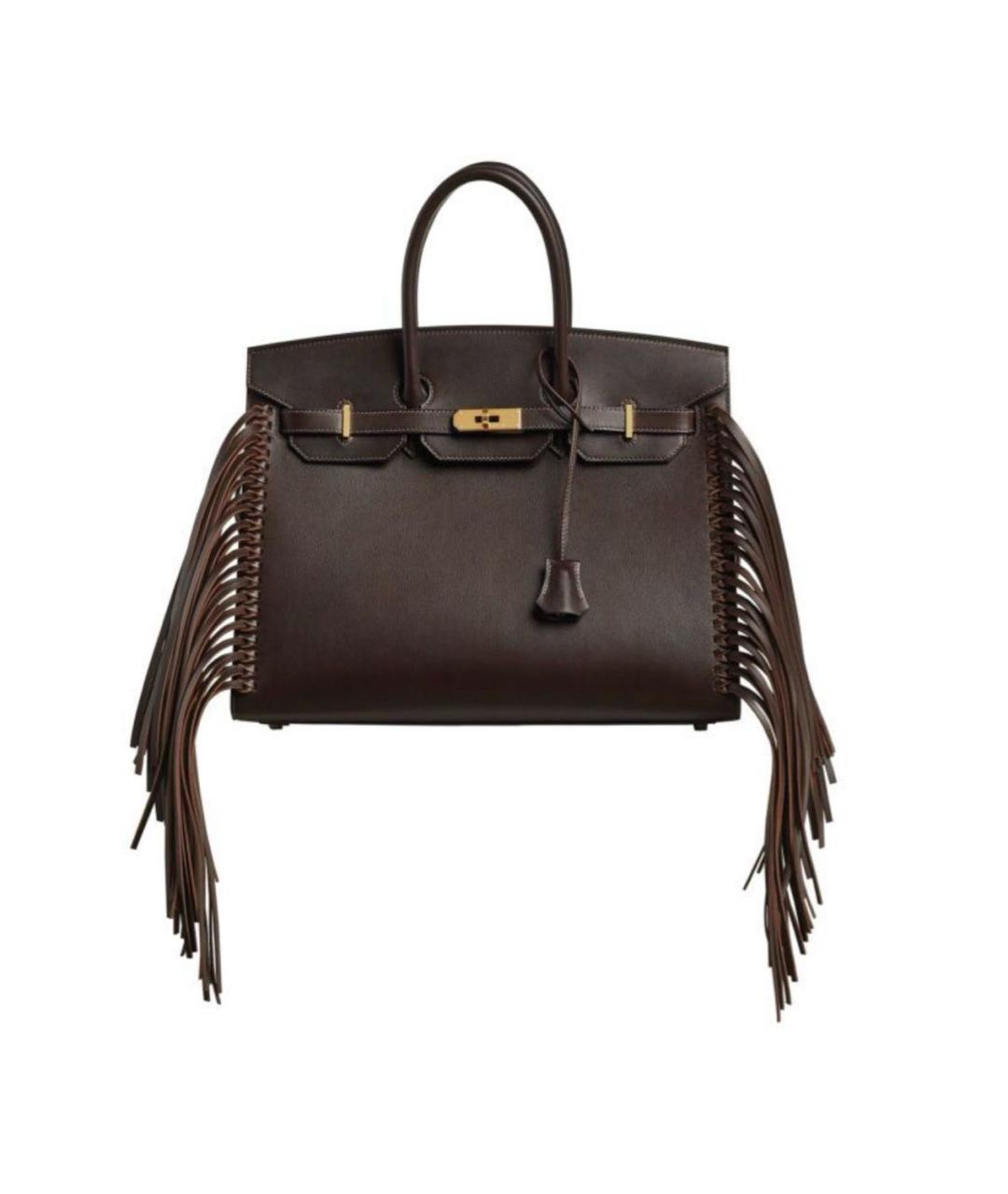 HERMES Коричневая кожаная сумка с короткими ручками, фото 1