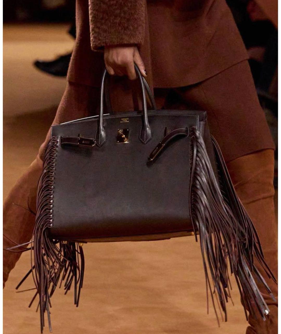 HERMES Коричневая кожаная сумка с короткими ручками, фото 4