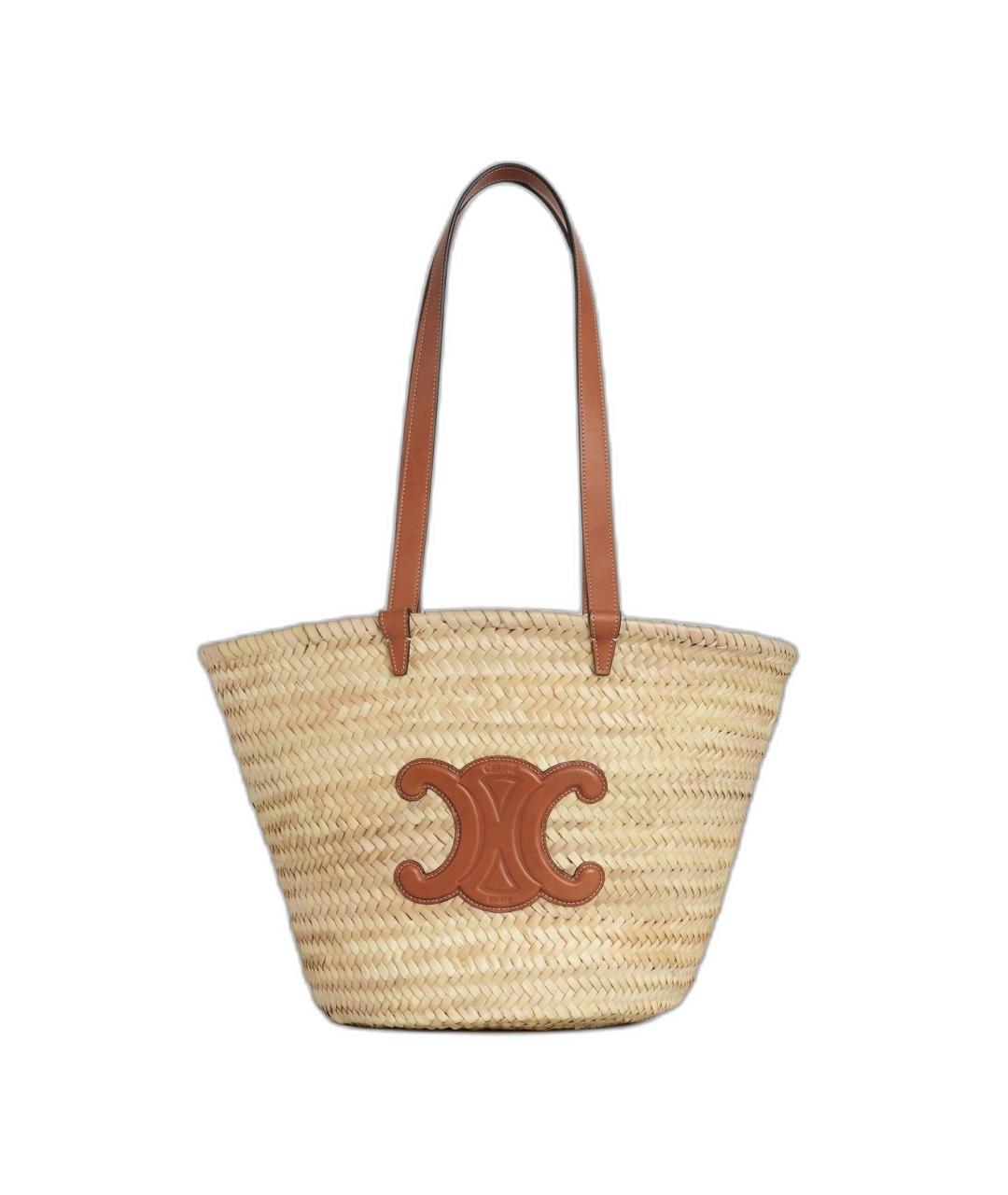 CELINE Бежевая пелетеная сумка тоут, фото 1