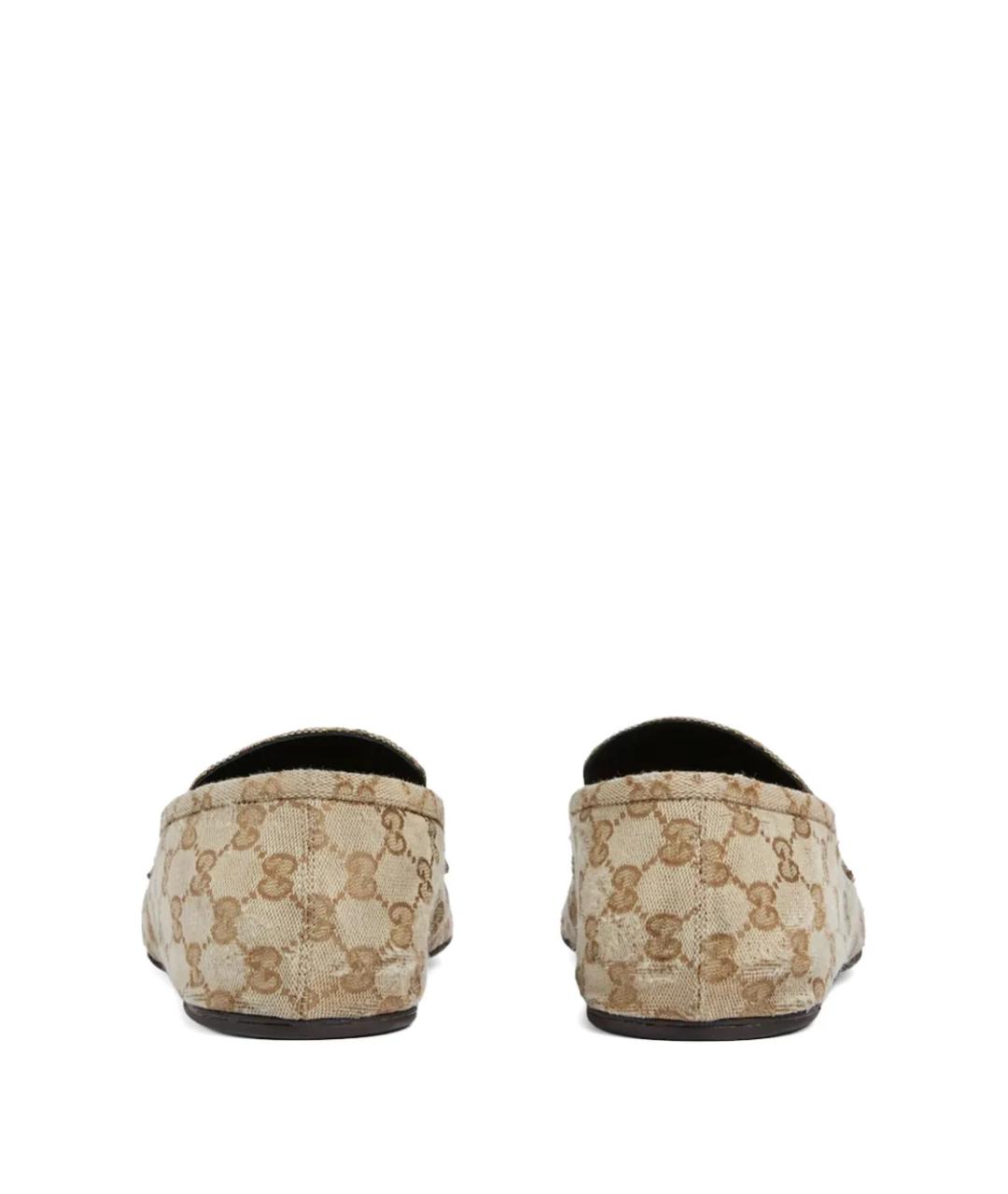 GUCCI Бежевые текстильные мокасины, фото 3