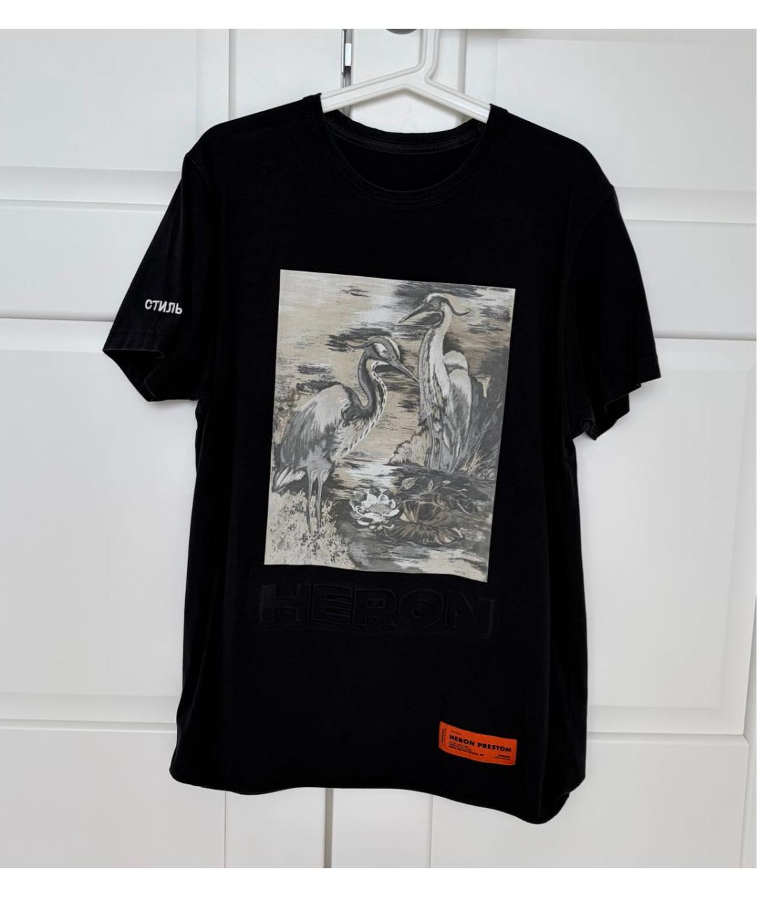 HERON PRESTON Черная хлопковая футболка, фото 2