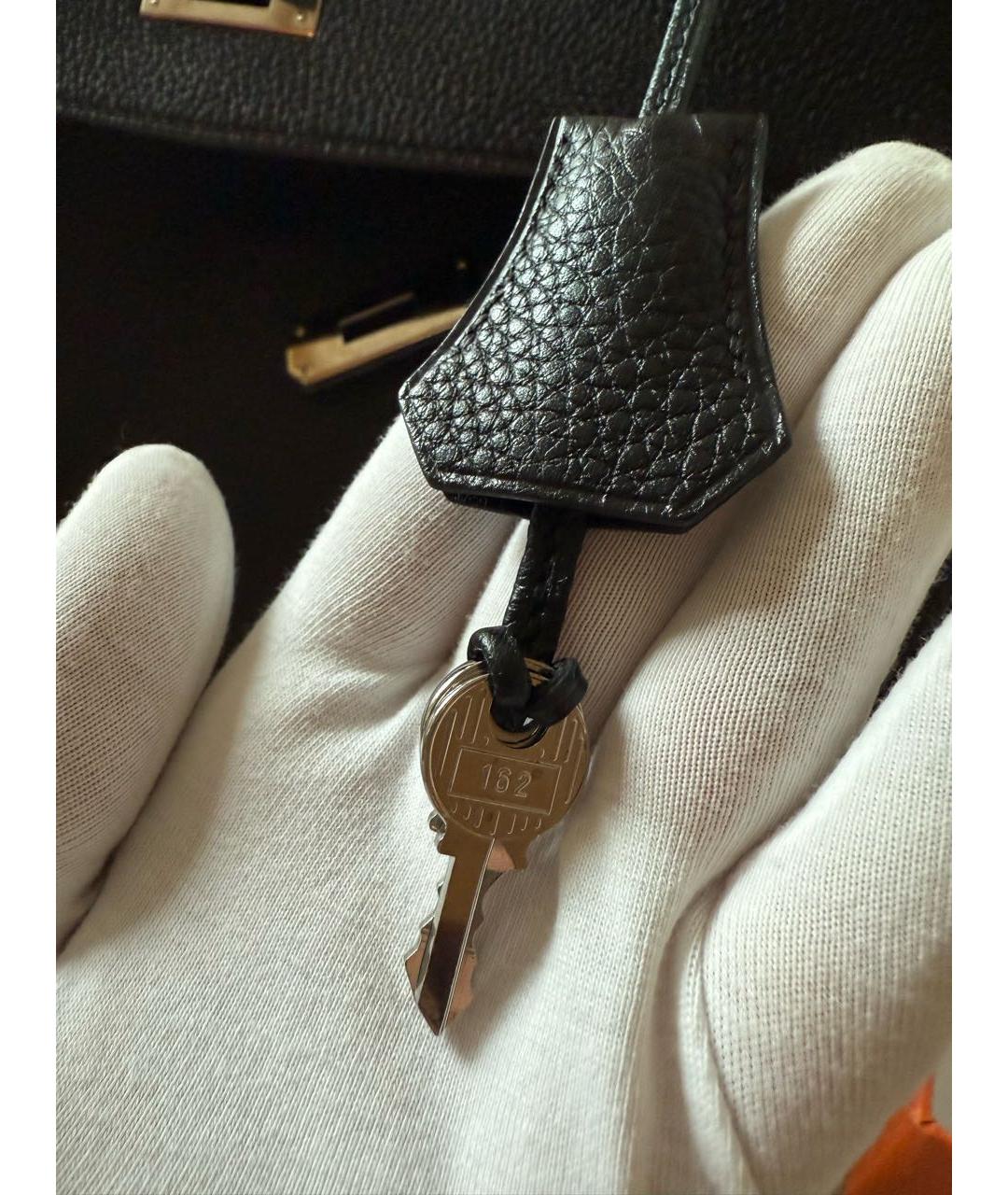 HERMES Черная кожаная сумка с короткими ручками, фото 6