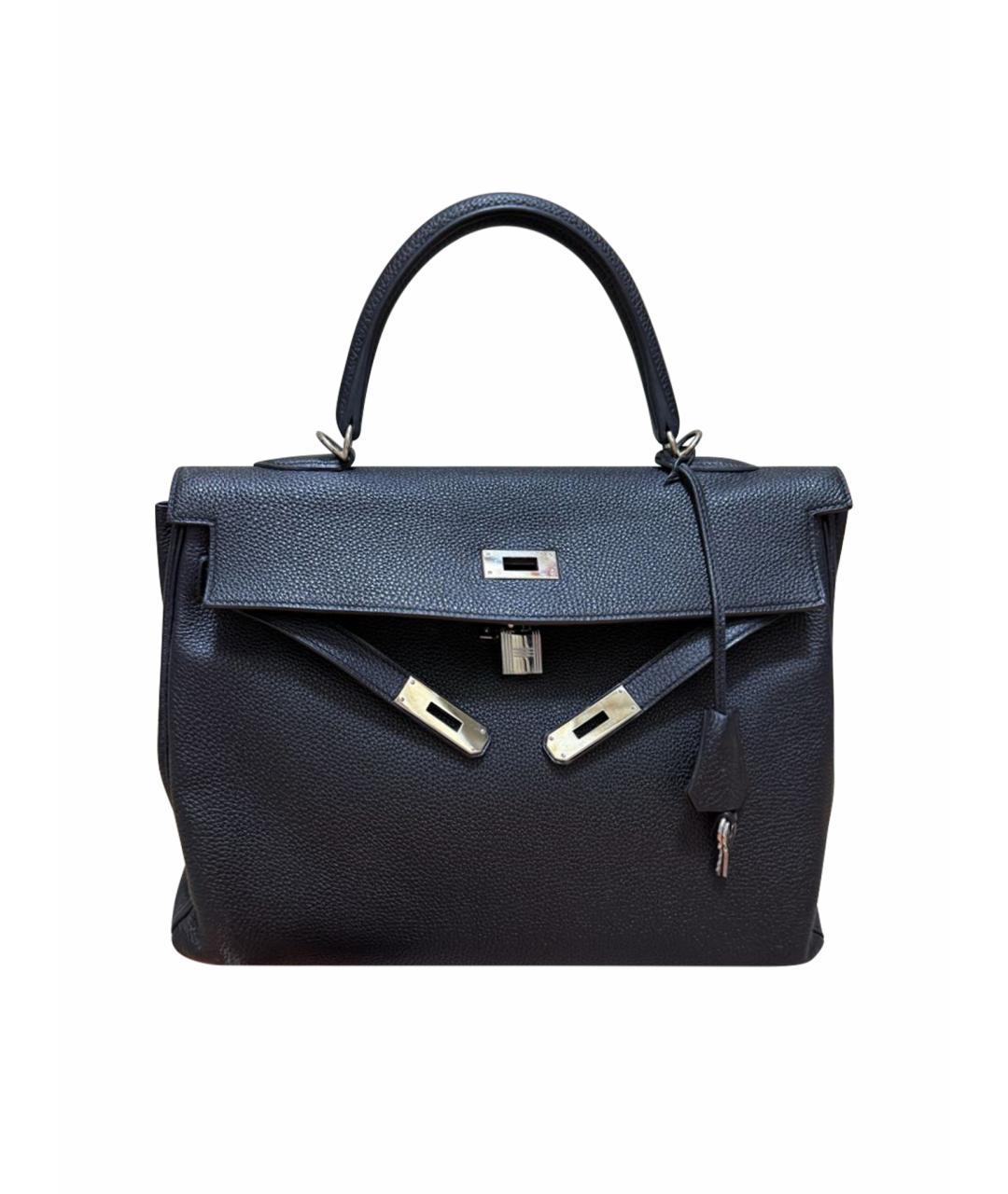 HERMES Черная кожаная сумка с короткими ручками, фото 8